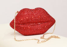 Load image into Gallery viewer, Red Studded Crystal Lips Purse
