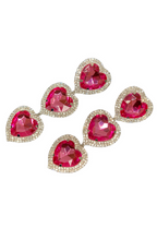 Load image into Gallery viewer, Large Pink Heart Drop Earrings
